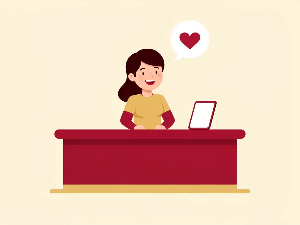 A friendly shop staff member greeting a customer warmly from behind the counter